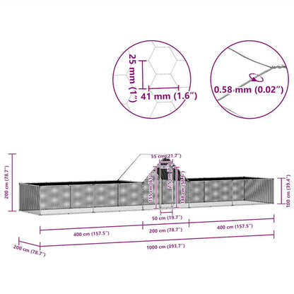 Hühnerstall 10x2x2 m aus verzinktem Stahl