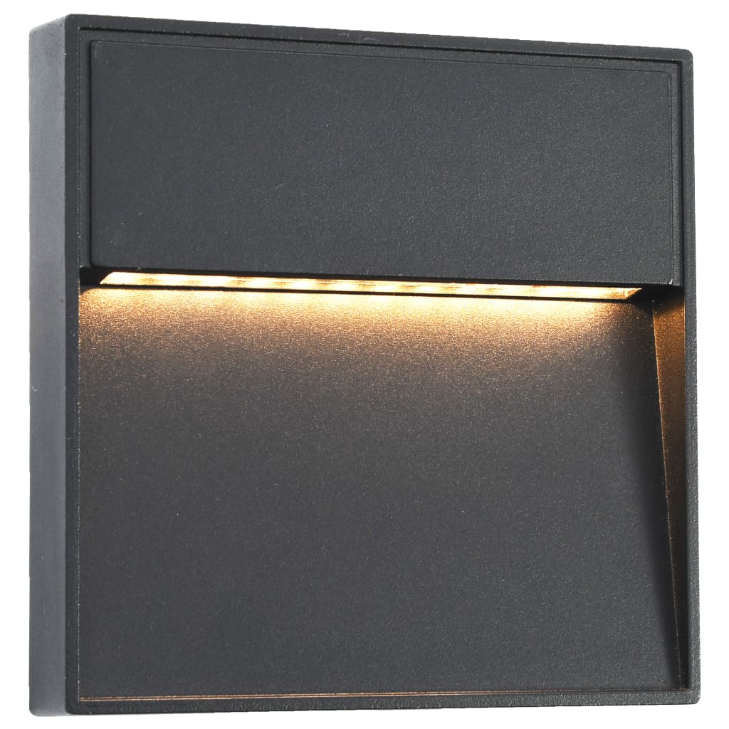 Lampade da Parete da Esterno a LED 2 pz 3 W Nere Quadrate