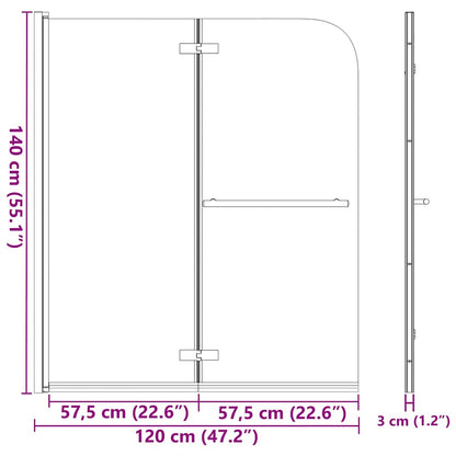 Box Doccia Pieghevole a Libro 2 Pannelli in ESG 120x140 cm