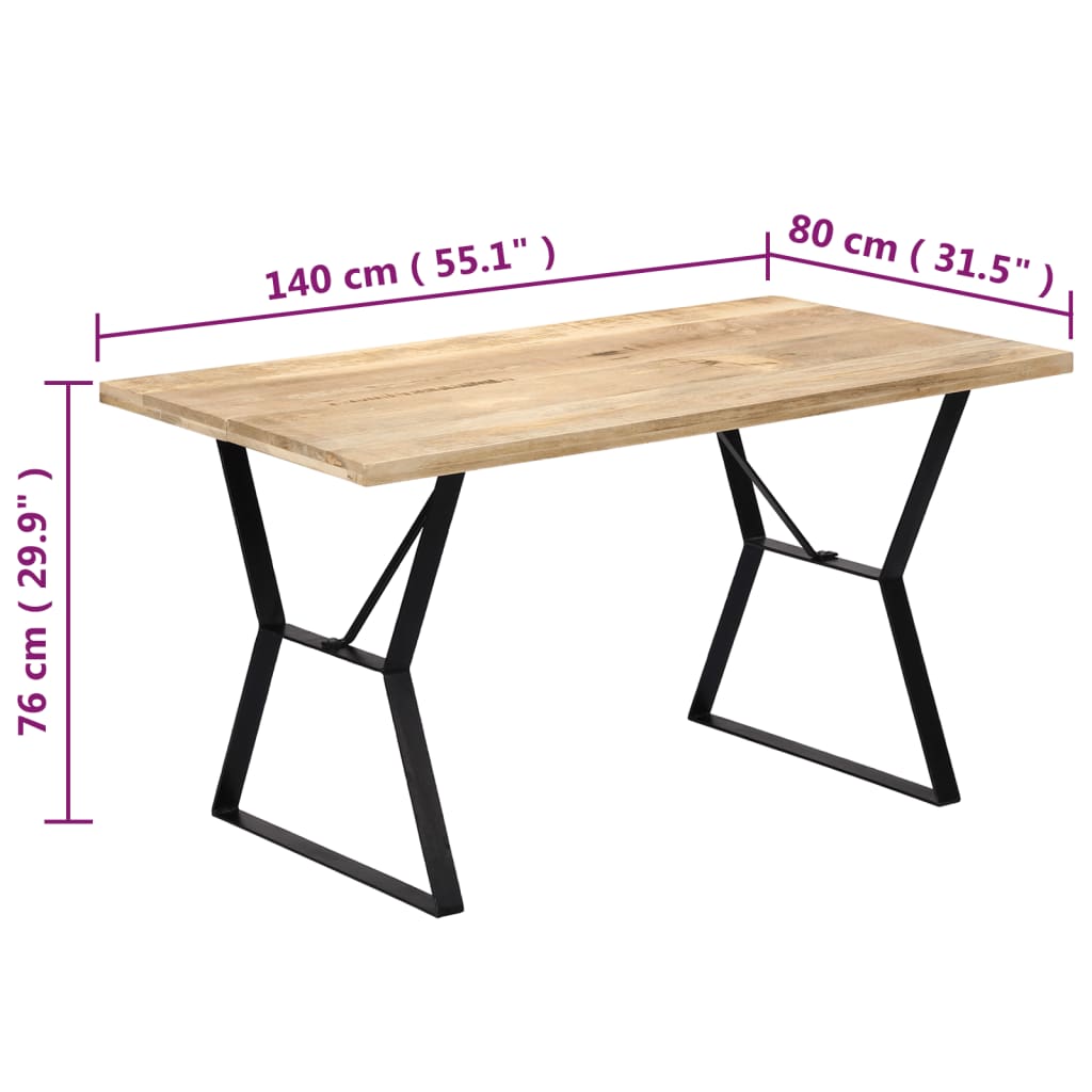 Tavolo da Pranzo 140x80x76 cm in Legno Massello di Mango - homemem39