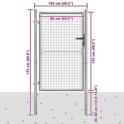 Cancello da Giardino in Acciaio Zincato 100x125 cm Argento | homemem39