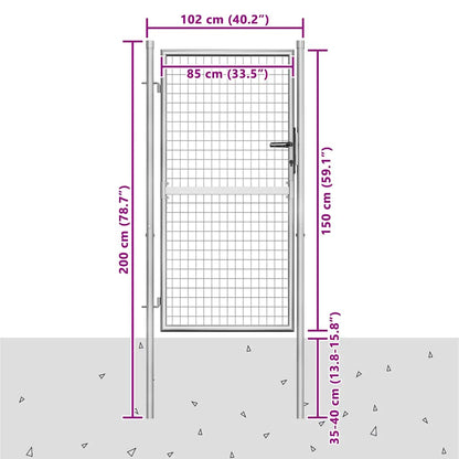 Cancello da Giardino in Acciaio Zincato 100x150 cm Argento | homemem39