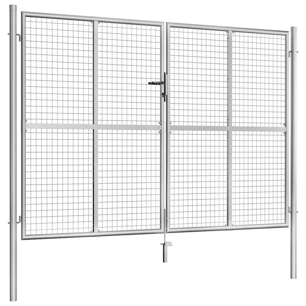 Cancello da Giardino in Acciaio Zincato 300x175 cm Argento