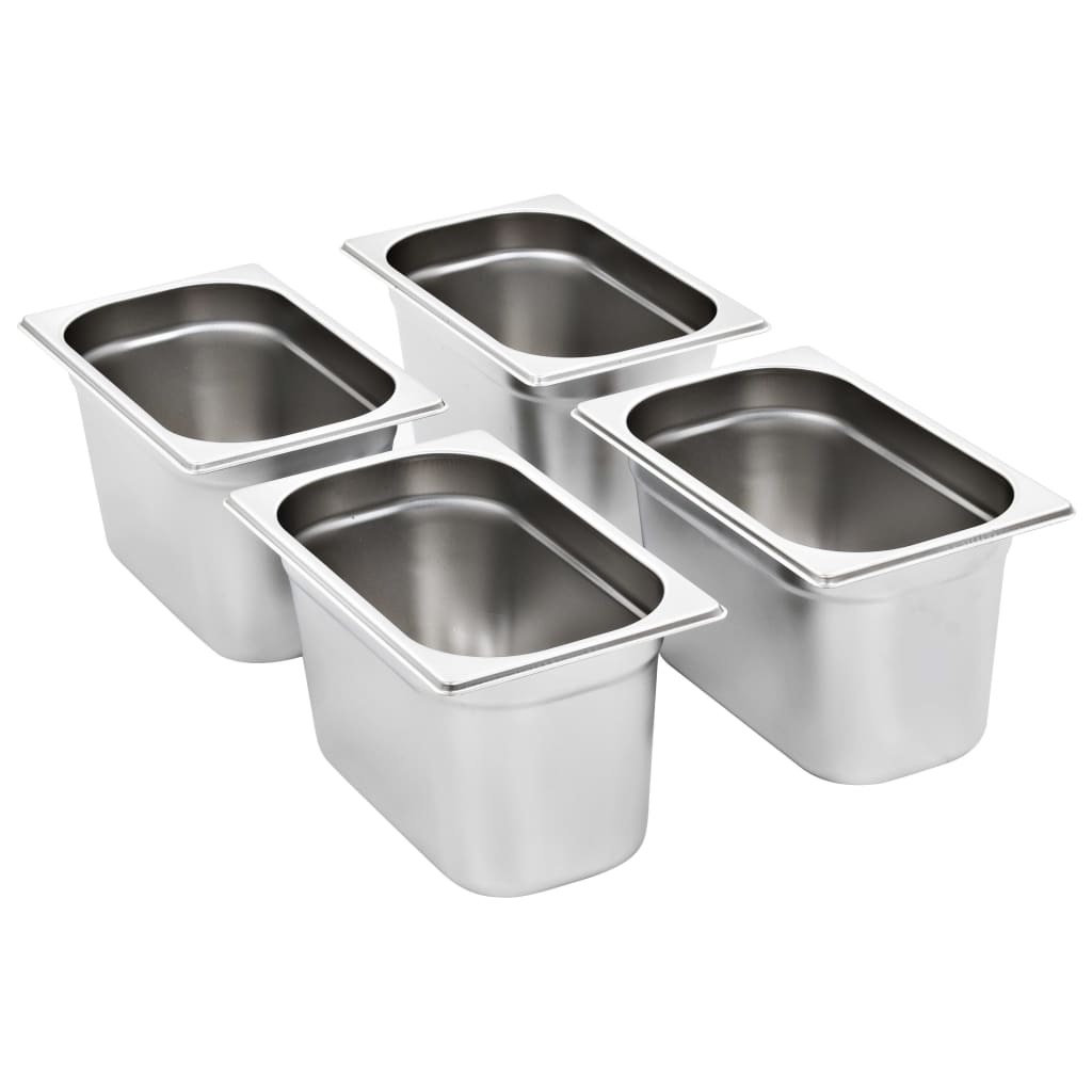 Contenitori Gastronorm 4 pz GN 1/4 150 mm in Acciaio Inox | homemem39