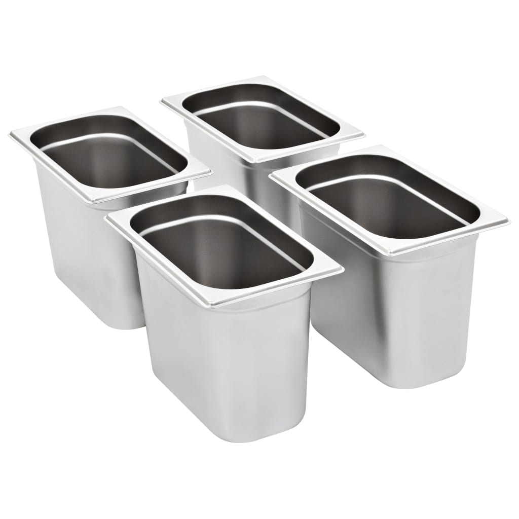 Contenitori Gastronorm 4 pz GN 1/4 200 mm in Acciaio Inox | homemem39