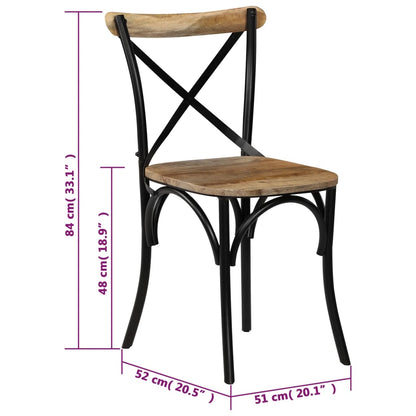 Sedie con Motivo a Croce 2 pz Nere in Legno Massello di Mango | homemem39