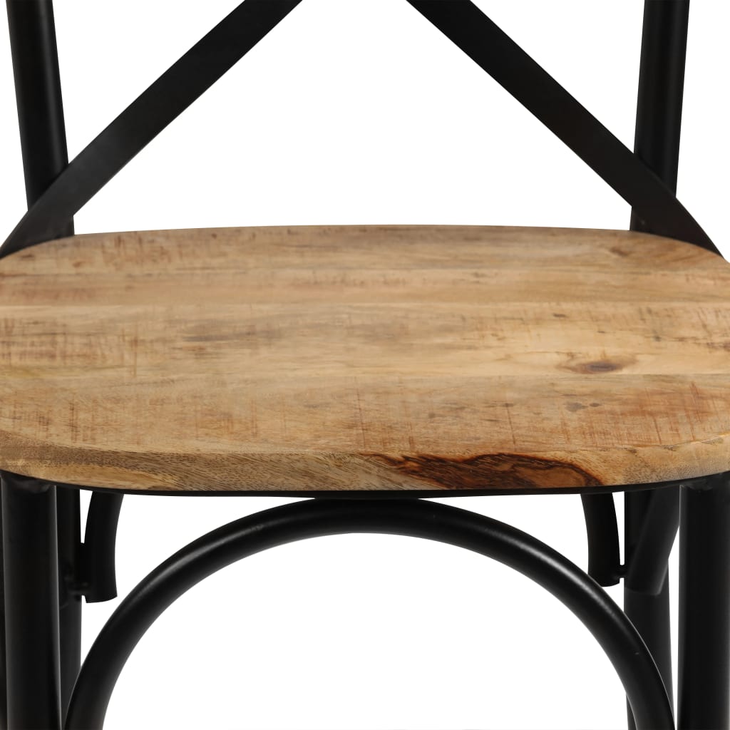 Sedie con Motivo a Croce 2 pz Nere in Legno Massello di Mango | homemem39