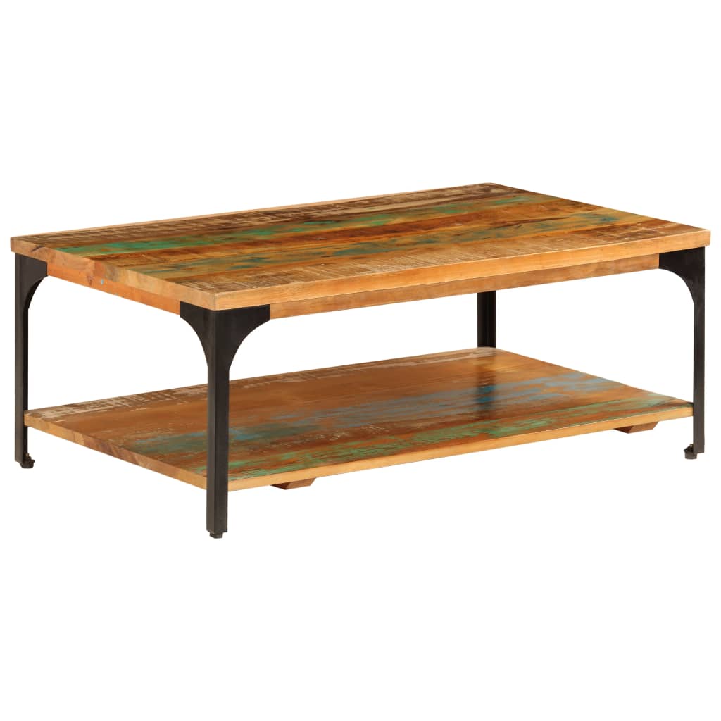 Tavolino da Caffè con Mensola 100x60x35 cm Massello di Recupero | homemem39