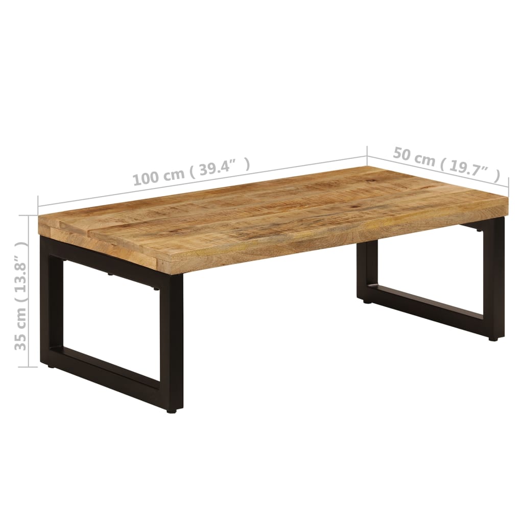 Tavolino da Salotto 100x50x35 cm Legno Massello Mango e Acciaio | homemem39