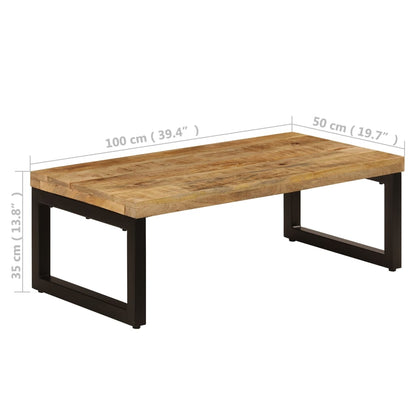 Tavolino da Salotto 100x50x35 cm Legno Massello Mango e Acciaio | homemem39