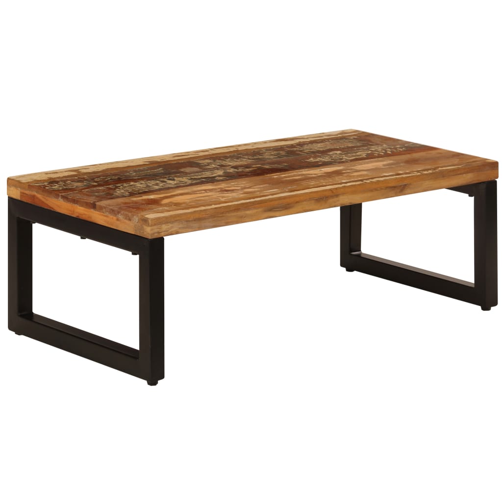 Tavolino da Salotto 100x50x35 cm Massello di Recupero e Acciaio | homemem39