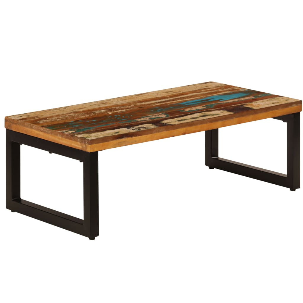 Tavolino da Salotto 100x50x35 cm Massello di Recupero e Acciaio | homemem39