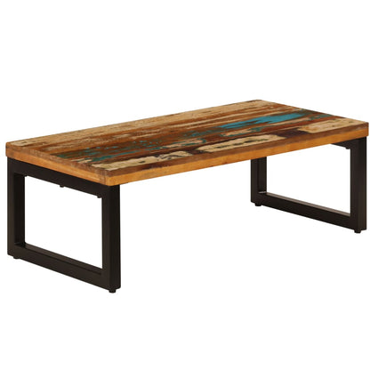 Tavolino da Salotto 100x50x35 cm Massello di Recupero e Acciaio | homemem39
