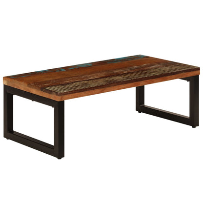 Tavolino da Salotto 100x50x35 cm Massello di Recupero e Acciaio | homemem39