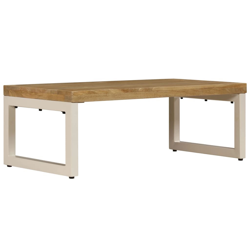 Tavolino da Salotto 100x50x35 cm Legno Massello Mango e Acciaio