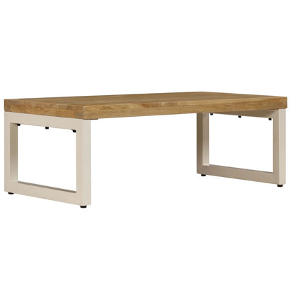Tavolino da Salotto 100x50x35 cm Legno Massello Mango e Acciaio