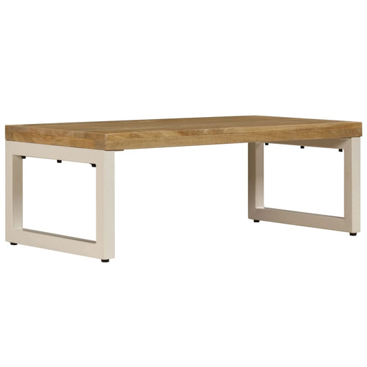 Tavolino da Salotto 100x50x35 cm Legno Massello Mango e Acciaio