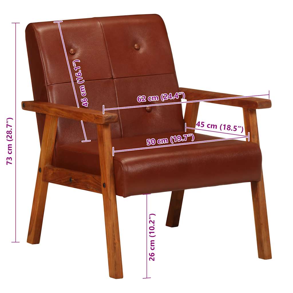 Poltrona Marrone in Vera Pelle