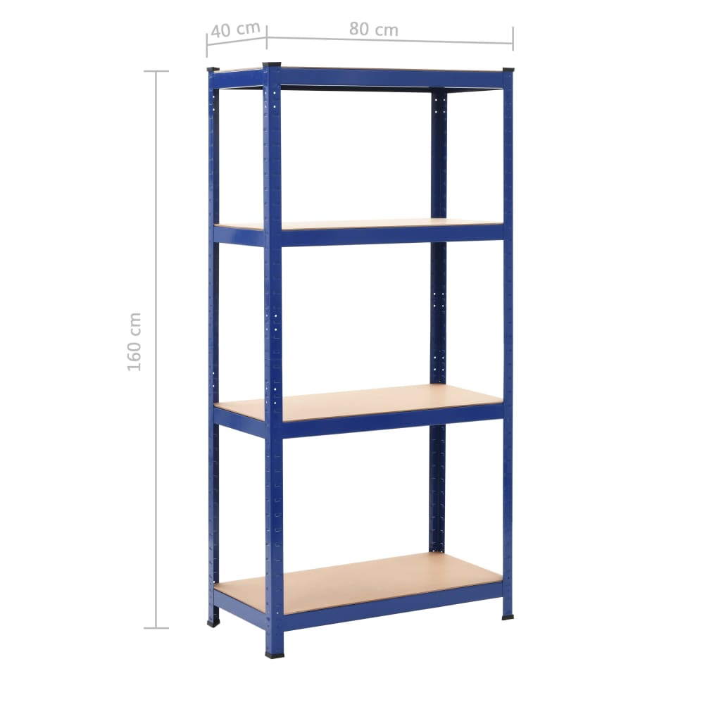 Mensola 4 Strati Blu in Acciaio e Legno Multistrato | homemem39