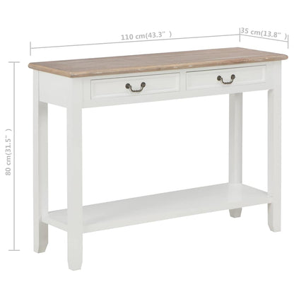 Tavolo Consolle Bianco 110x35x80 cm in Legno
