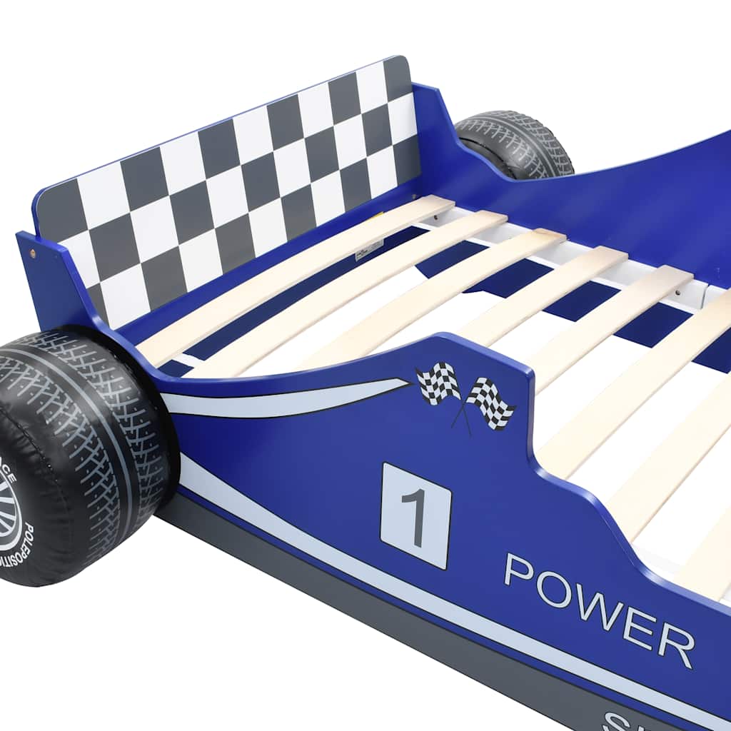 Letto Bambini ad Auto da Corsa 90x200 cm Blu - homemem39