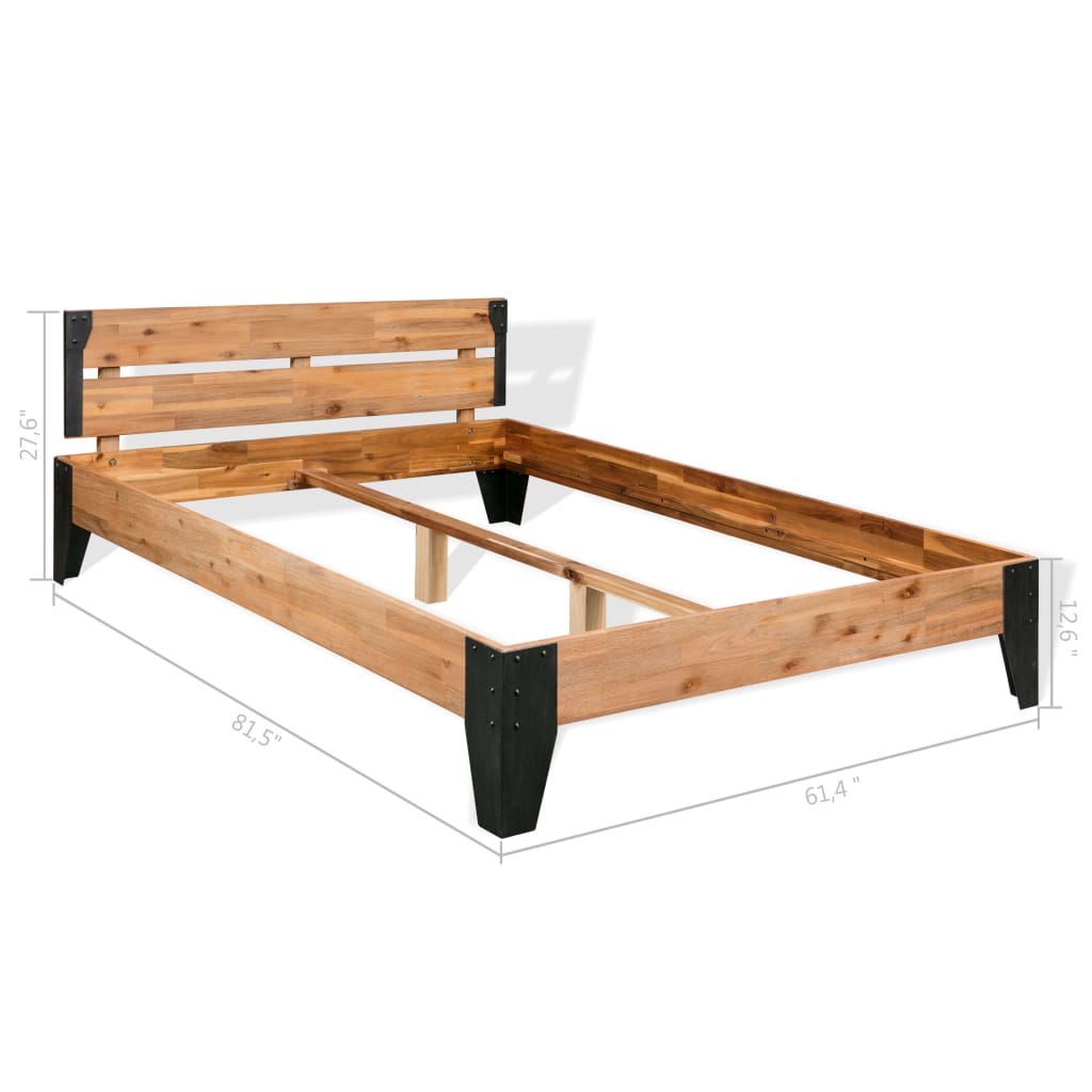 Giroletto senza Materasso in Legno Acacia e Acciaio 152x203 cm | homemem39