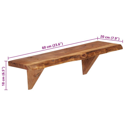 Mensole 2 pz 60x20x18 cm in Legno Massello di Acacia | homemem39