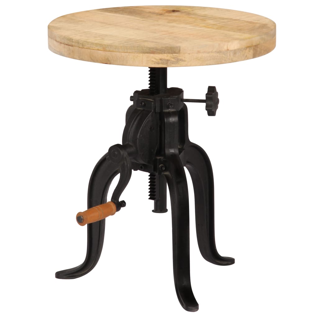 Tavolino 45x(45-62) cm in Legno Massello di Mango e Ghisa