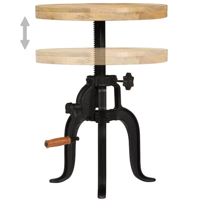 Tavolino 45x(45-62) cm in Legno Massello di Mango e Ghisa