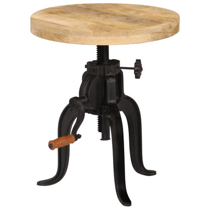 Tavolino 45x(45-62) cm in Legno Massello di Mango e Ghisa