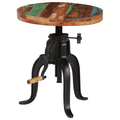 Tavolino 45x(45-62) cm in Legno Massello di Recupero e Ghisa