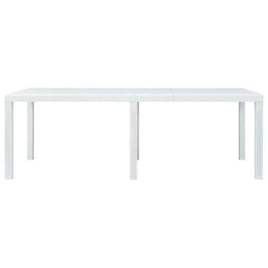 Tavolo da Giardino Bianco 220x90x72 cm in Plastica Stile Rattan - homemem39