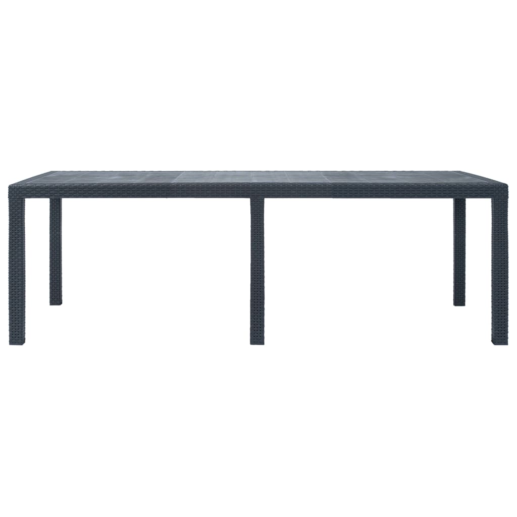 Tavolo da Giardino Antracite 220x90x72 cm Plastica Stile Rattan | homemem39