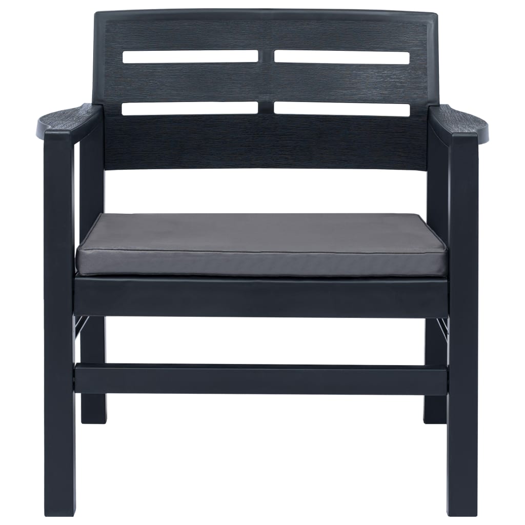 Set Salotto da Giardino 3 pz in Plastica Antracite | homemem39