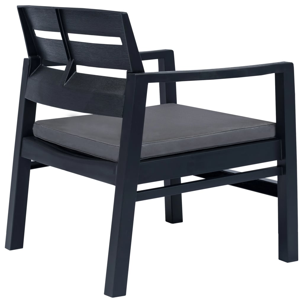 Set Salotto da Giardino 3 pz in Plastica Antracite | homemem39