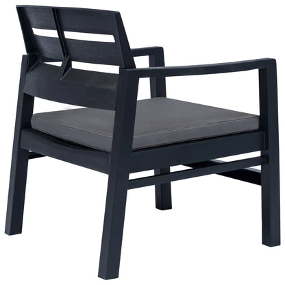 Set Salotto da Giardino 3 pz in Plastica Antracite | homemem39