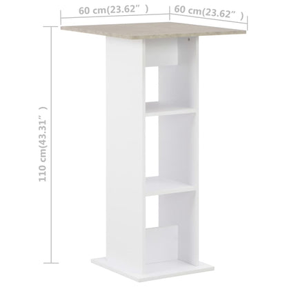 Tavolo da Bar Bianco e Cemento 60x60x110 cm | homemem39