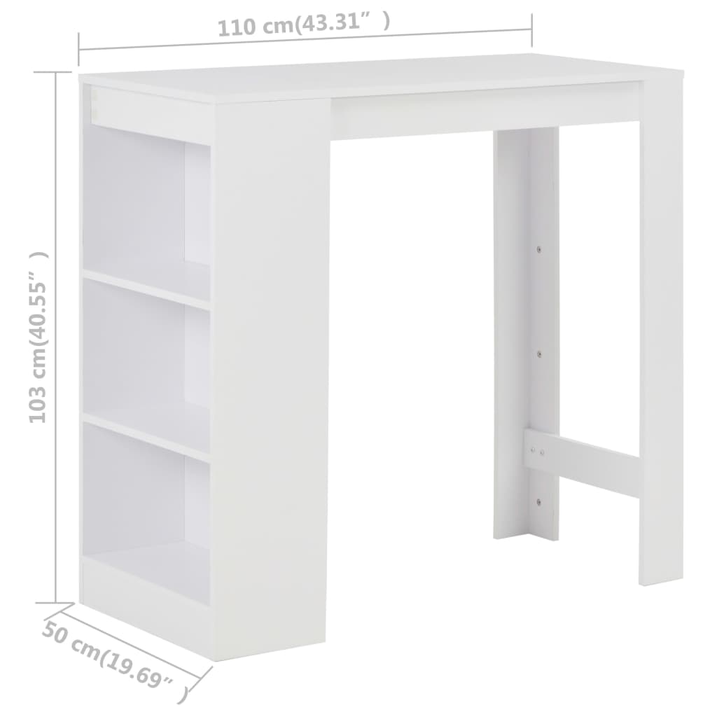 Tavolo da Bar con Ripiano Bianco 110x50x103 cm - homemem39