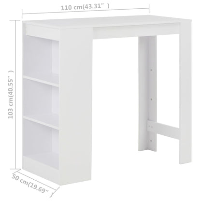 Tavolo da Bar con Ripiano Bianco 110x50x103 cm - homemem39