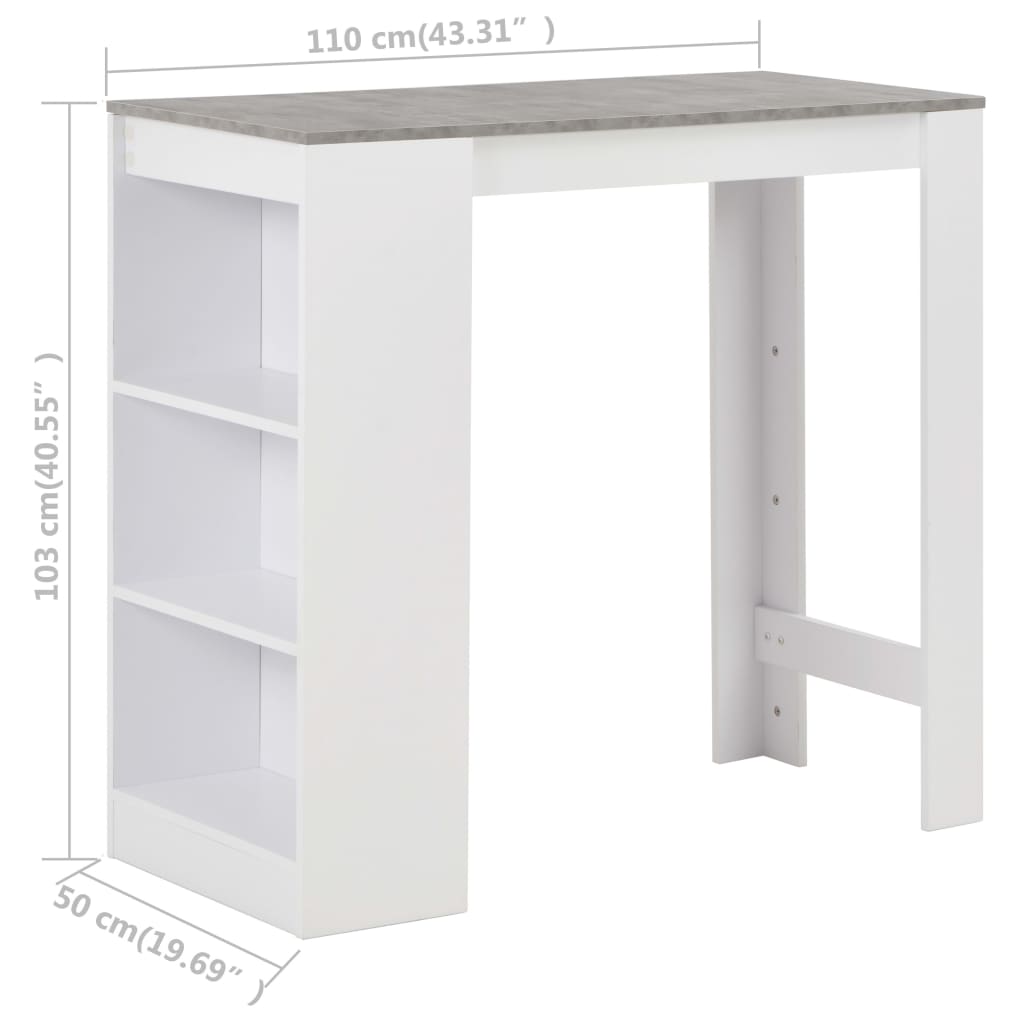 Tavolo da Bar con Ripiano Bianco 110x50x103 cm | homemem39