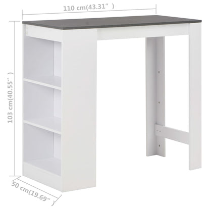 Tavolo da Bar con Ripiano Bianco 110x50x103 cm - homemem39