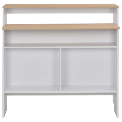 Tavolo Bar con 2 Piani d'Appoggio Bianco e Rovere 130x40x120cm - homemem39