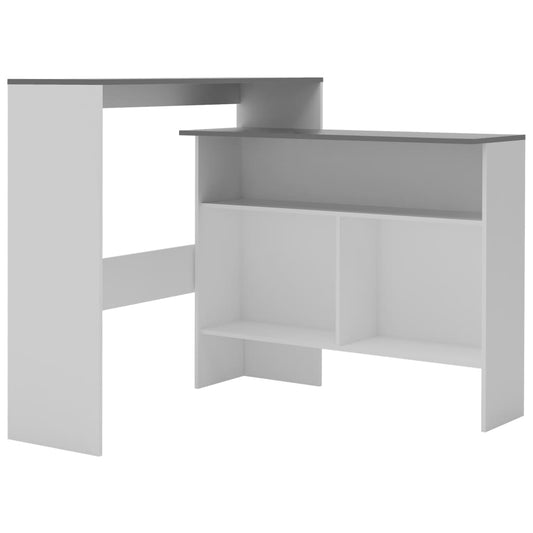 Tavolo Bar con 2 Piani d'Appoggio Bianco e Grigio 130x40x120cm - homemem39