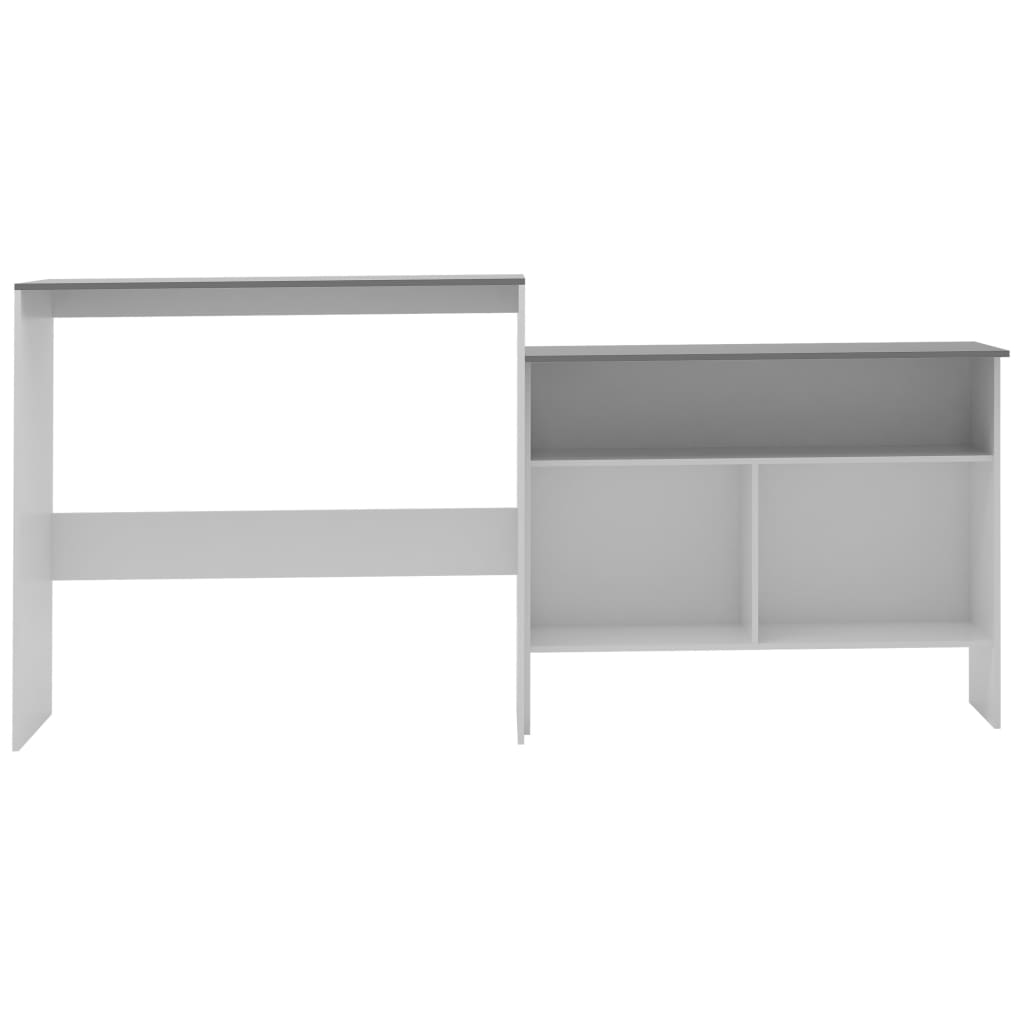 Tavolo Bar con 2 Piani d'Appoggio Bianco e Grigio 130x40x120cm - homemem39