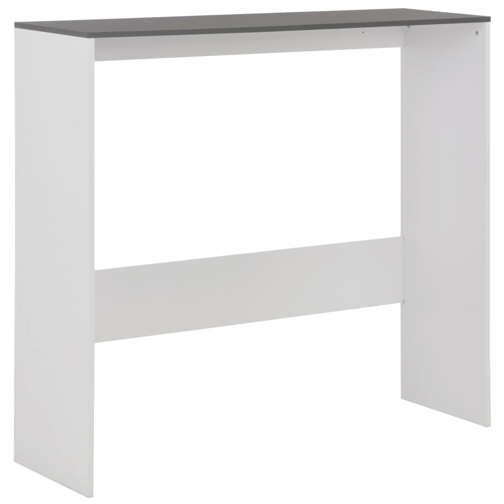 Tavolo Bar con 2 Piani d'Appoggio Bianco e Grigio 130x40x120cm - homemem39