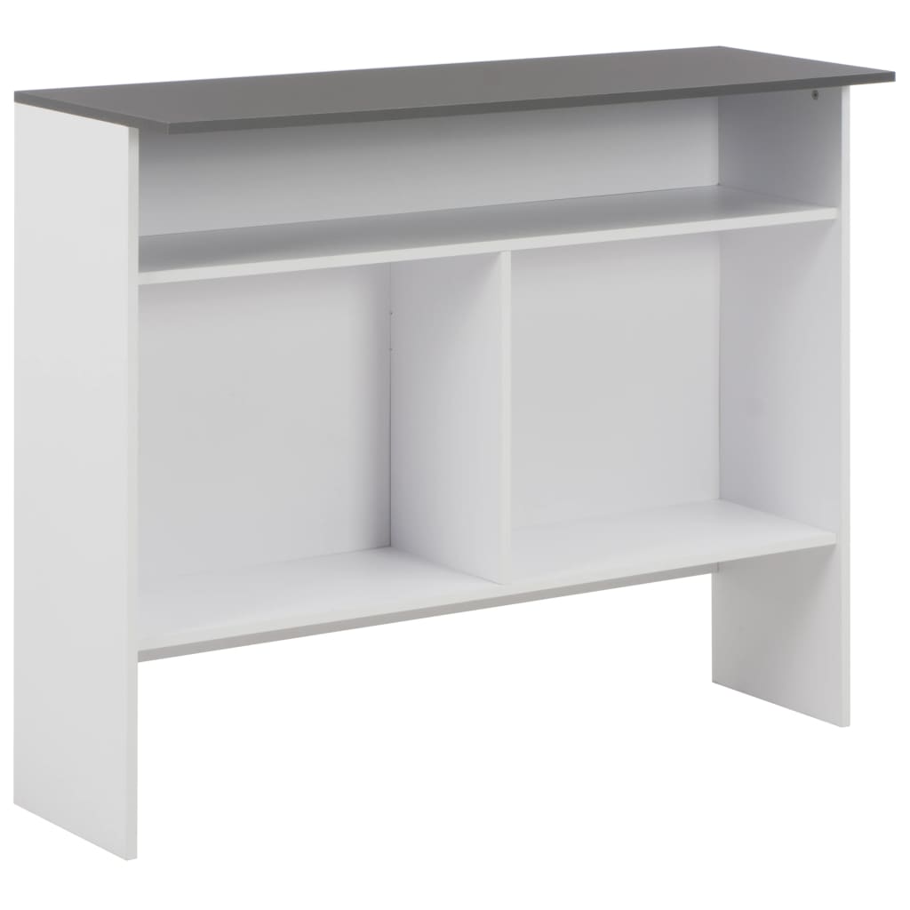 Tavolo Bar con 2 Piani d'Appoggio Bianco e Grigio 130x40x120cm - homemem39