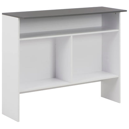 Tavolo Bar con 2 Piani d'Appoggio Bianco e Grigio 130x40x120cm - homemem39