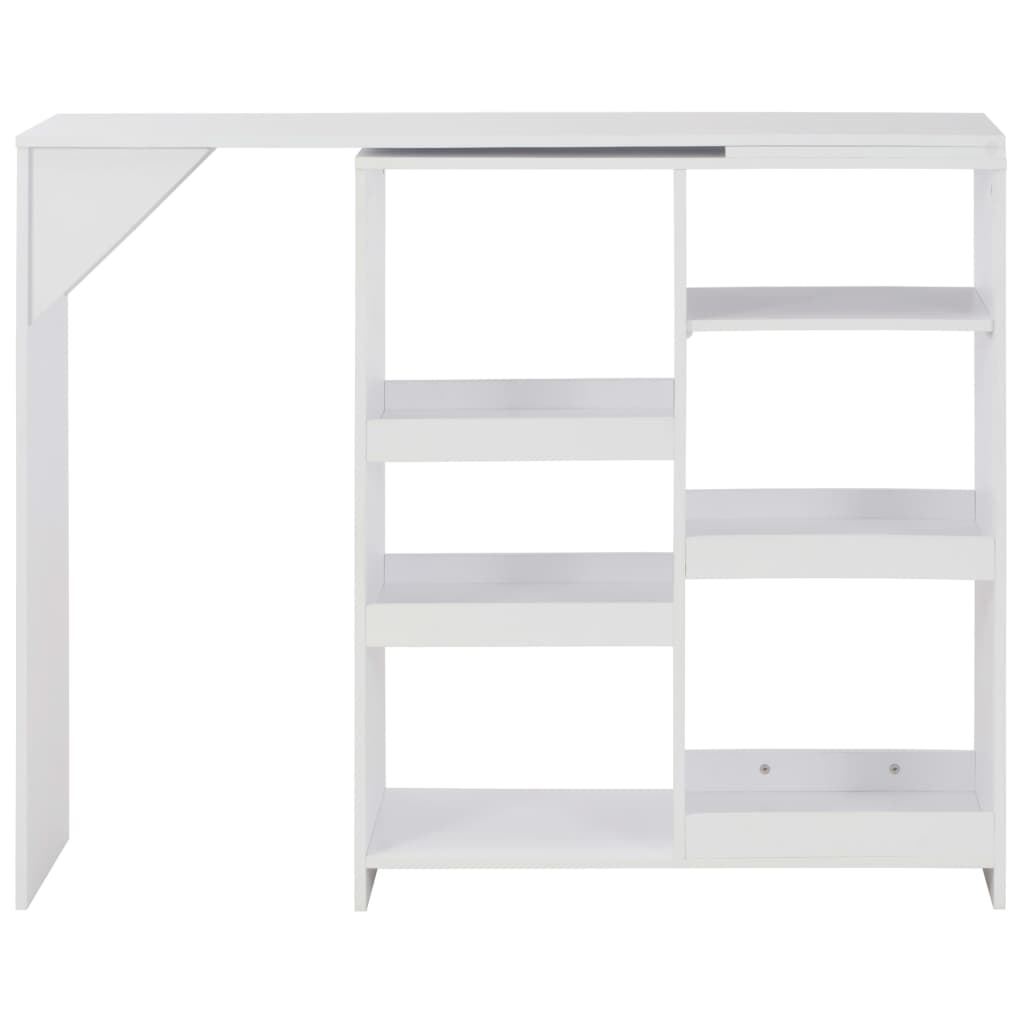 Tavolo da Bar con Scaffale Mobile Bianco 138x39x110 cm - homemem39