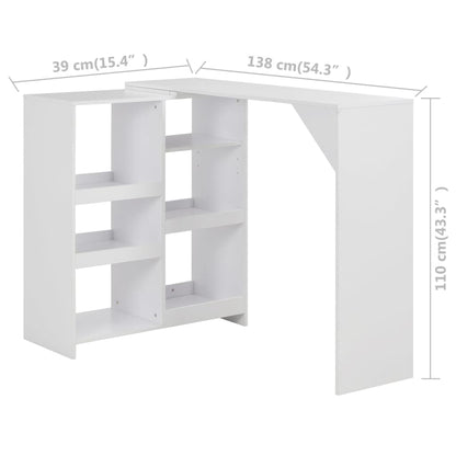 Tavolo da Bar con Scaffale Mobile Bianco 138x39x110 cm - homemem39