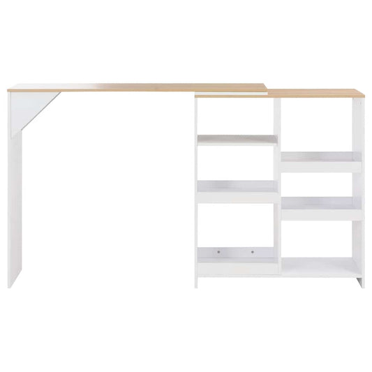 Tavolo da Bar con Scaffale Mobile Bianco 138x39x110 cm | homemem39